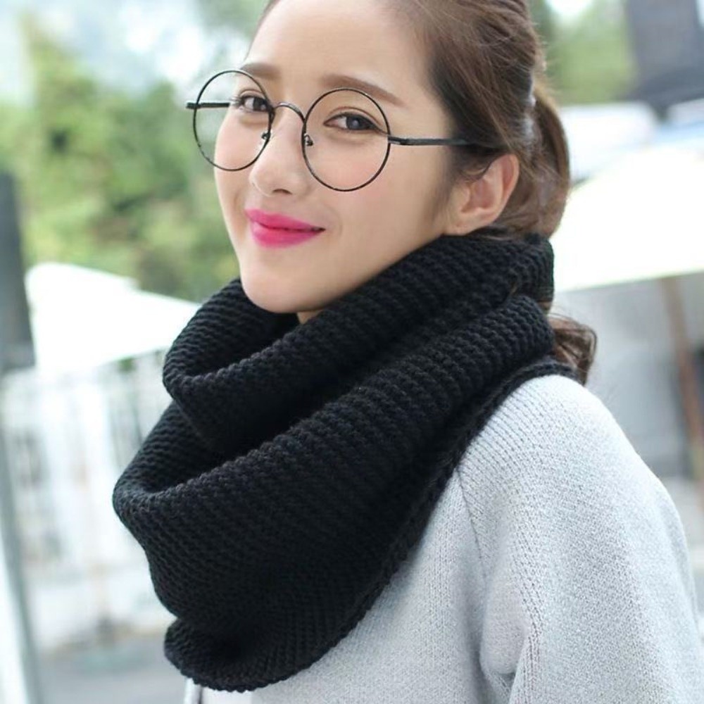 Infinity Scarf Knit - Теплый однотонный шарф-бандана с бесконечным узором,