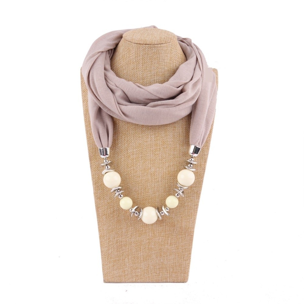Infinity Scarf Knit - Новый шифоновый шарф с бусинами, однотонный