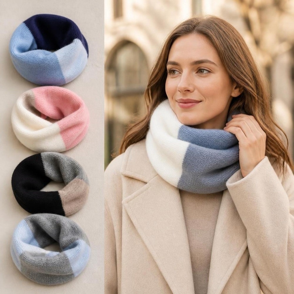 Infinity Scarf Knit - Мягкий вязаный шарф-снуд с цветными вставками,