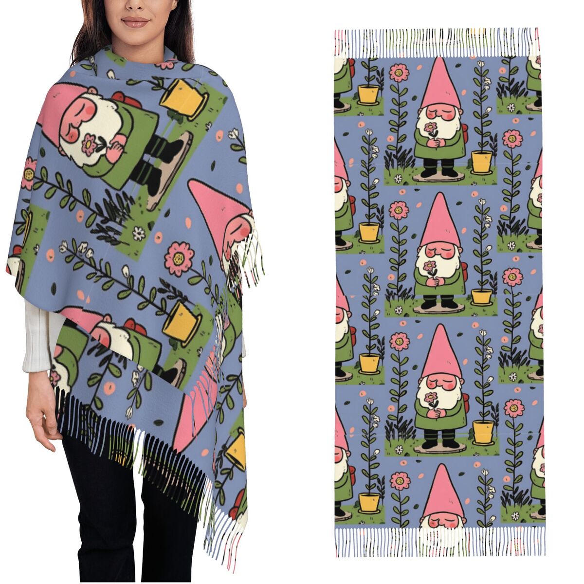 Pashmina Wrap Large - Мифический садовый гном, шали, накидки для