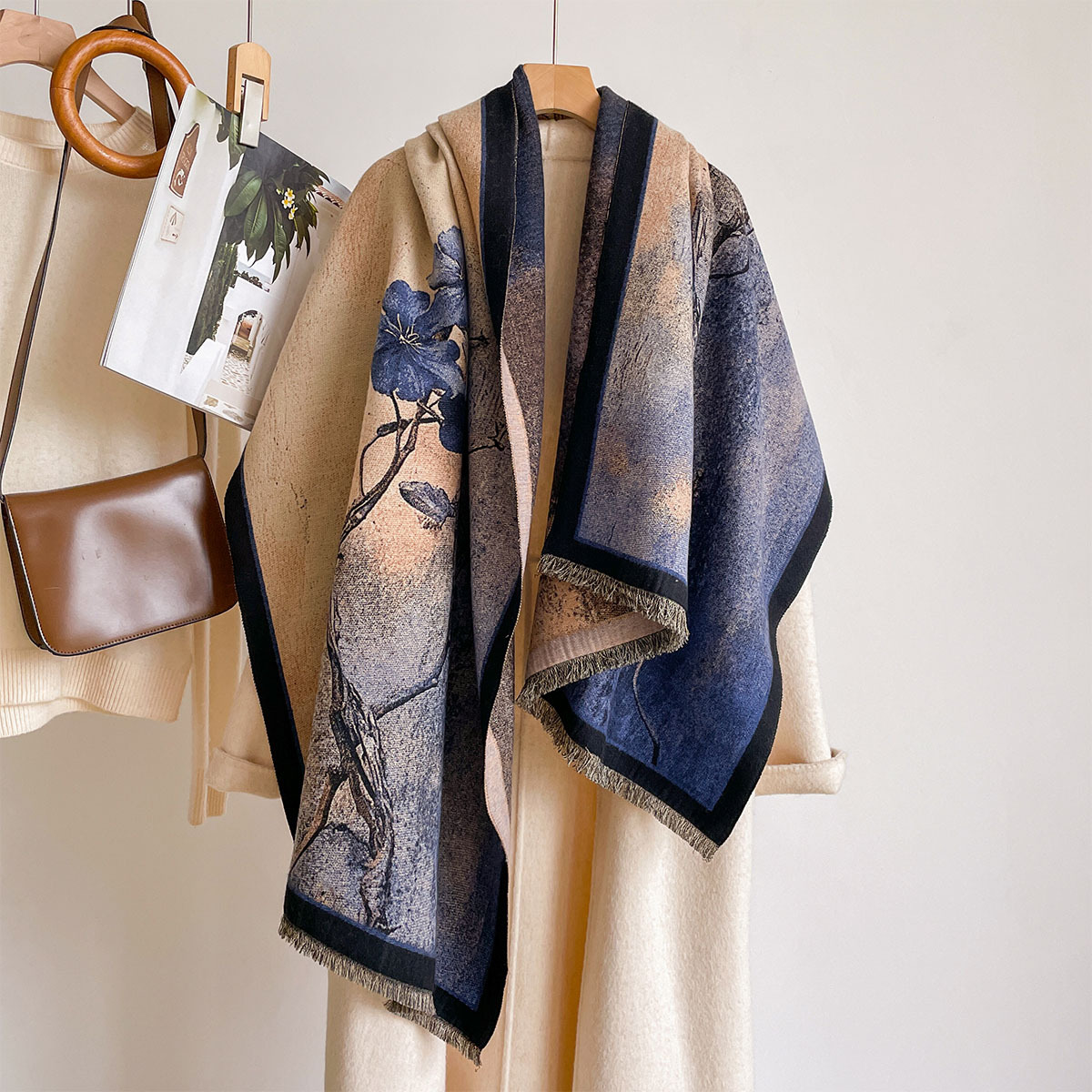 Pashmina Wrap Large - Женский шарф из искусственного кашемира, двусторонний,