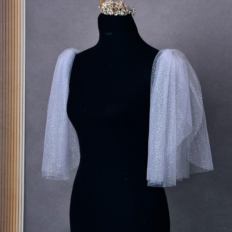 Stole Wedding Shawl - Q5WE Невеста Плиссированная Тюлевая Прозрачная Накидка