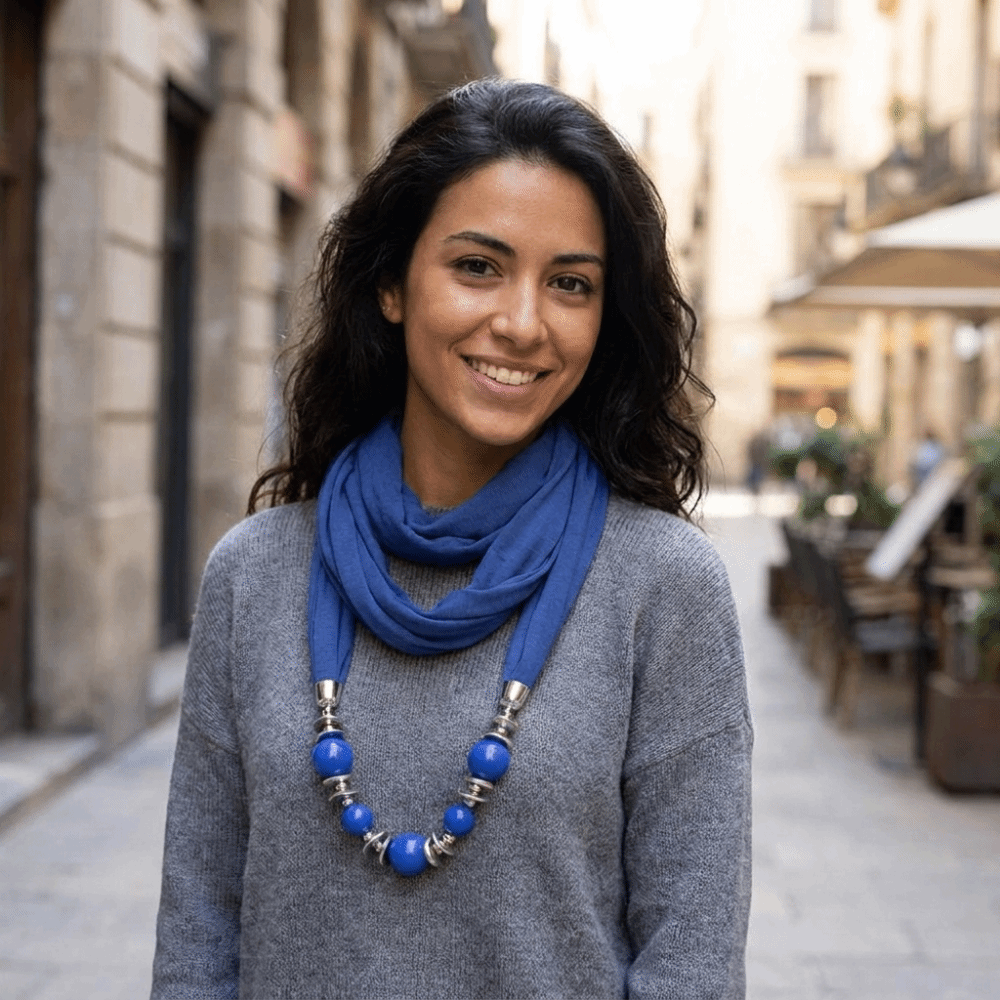 Infinity Scarf Knit - Новый шифоновый шарф с бусинами, однотонный