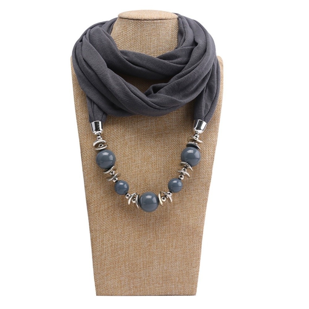 Infinity Scarf Knit - Шифоновый шарф-кулон с бусинами в этническом